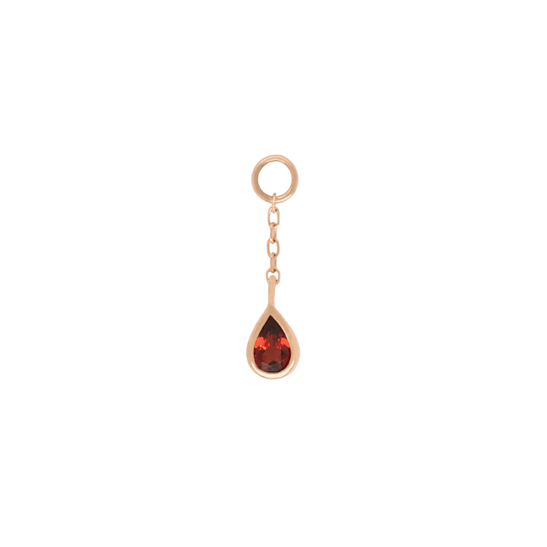 Concorde Garnet & Chain Charm – 14K Gold for Seam Rings & Ends