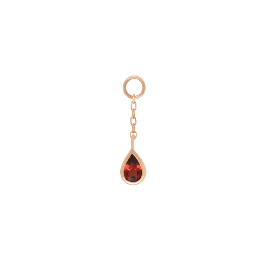 Concorde Garnet & Chain Charm – 14K Gold for Seam Rings & Ends