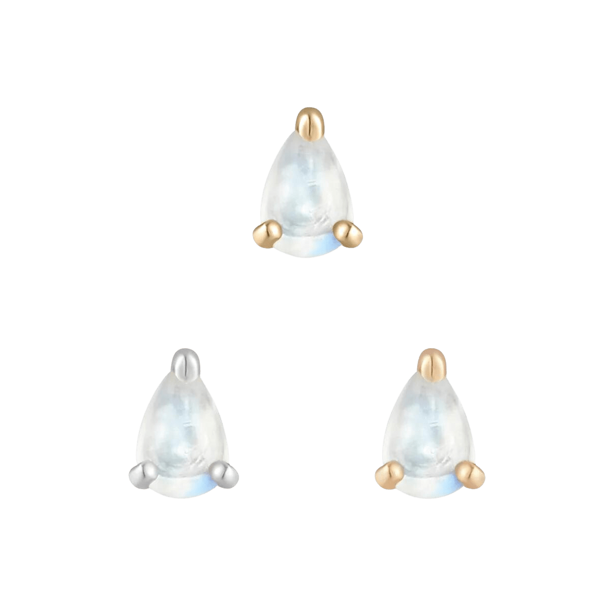 Rainbow Moonstone Pear Threadless End – 14K Gold