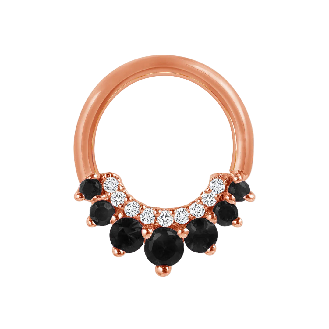 Athena Seamless Ring – 14K Gold Multi-Gem Cup & Divot Design