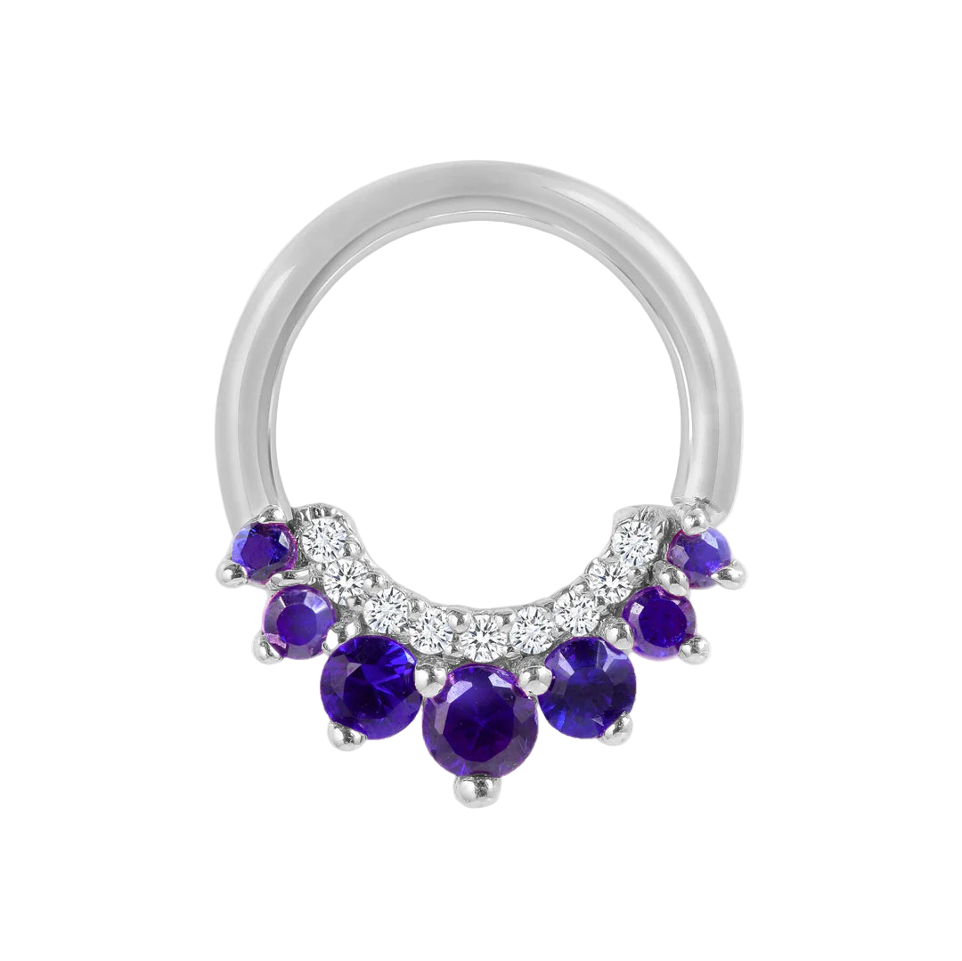 Athena Seamless Ring – 14K Gold Multi-Gem Cup & Divot Design