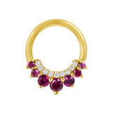 Athena Seamless Ring – 14K Gold Multi-Gem Cup & Divot Design