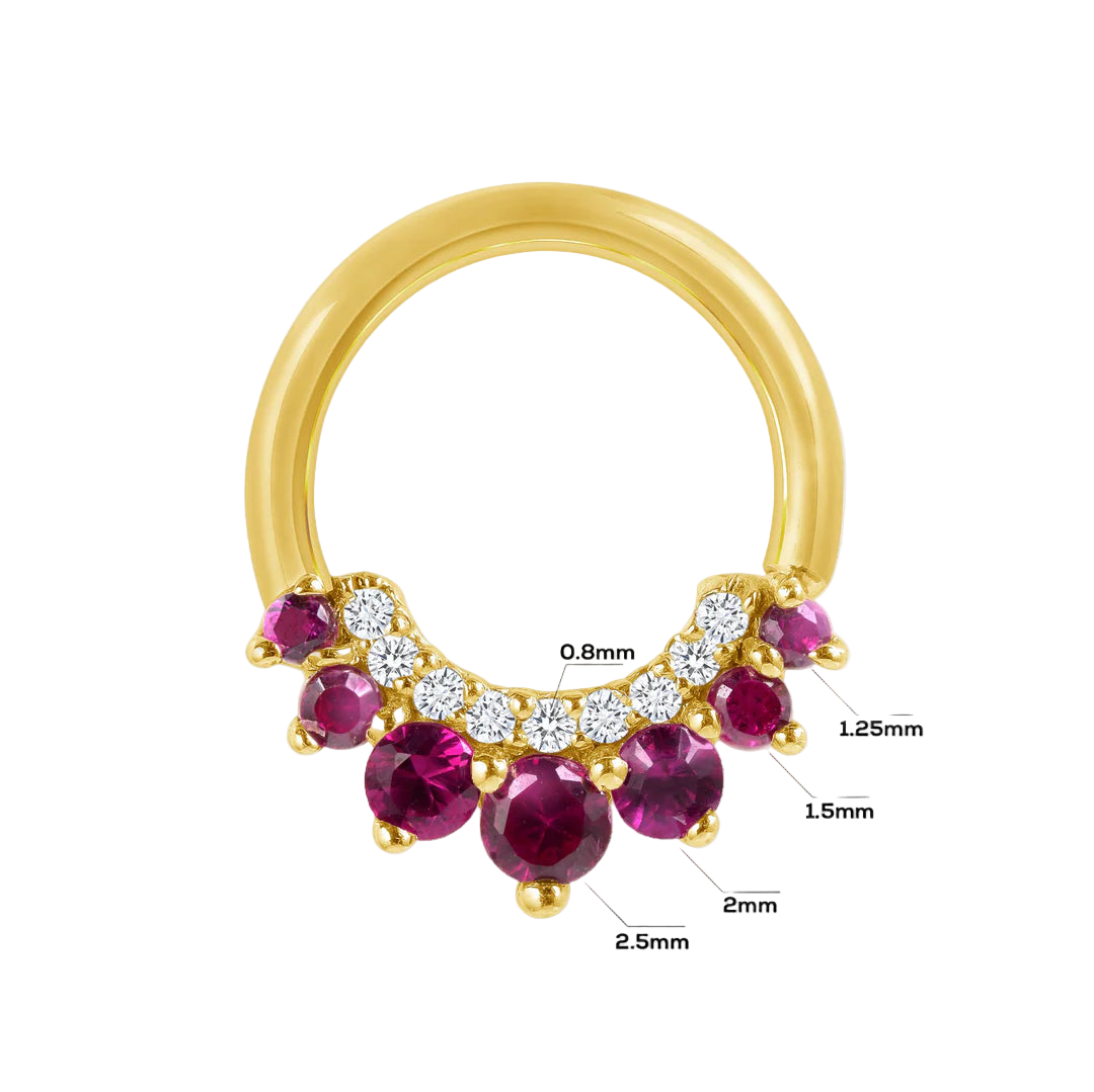 Athena Seamless Ring – 14K Gold Multi-Gem Cup & Divot Design