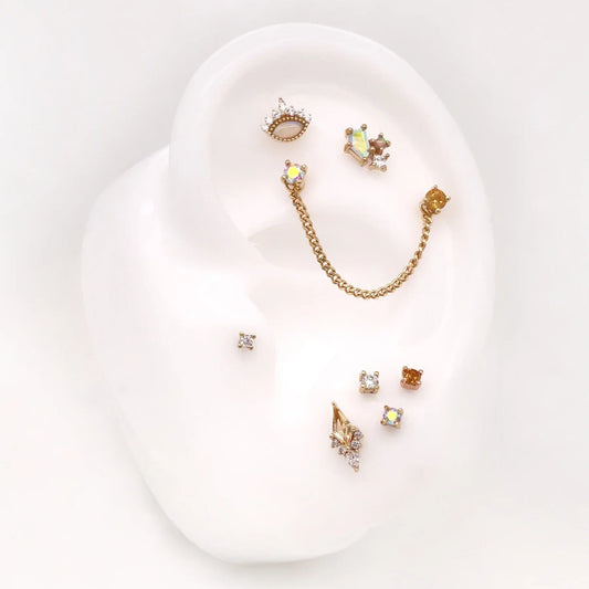 AFTERGLOW - SWAROVSKI CITRINE + CZ - THREADLESS END piercing-zone.com