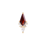 Afterglow Threadless End with Kite-Cut Garnet and CZ in 14K Gold