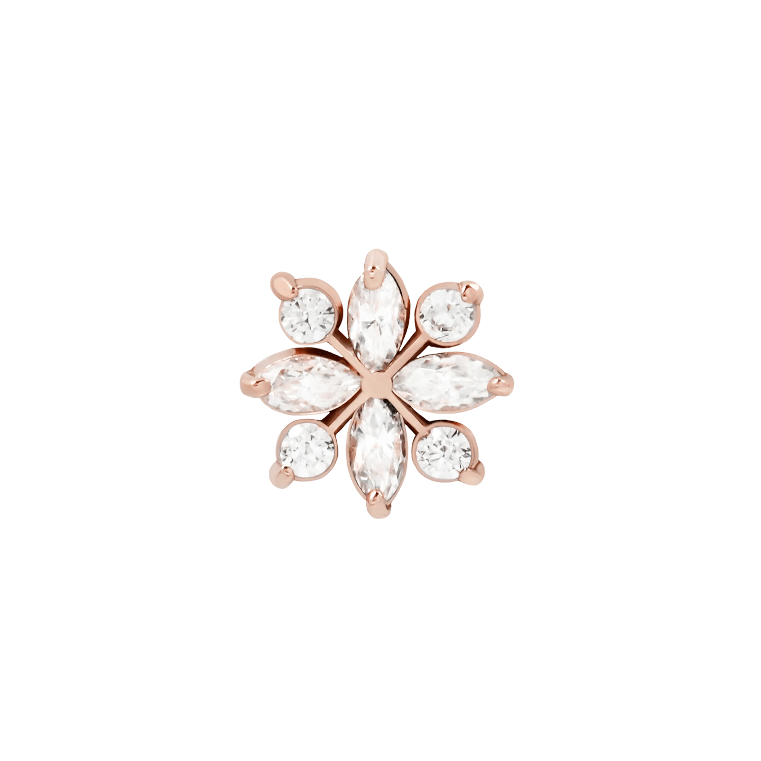 Elegant flat-threadless end for nose, philtrum, or ear piercings
