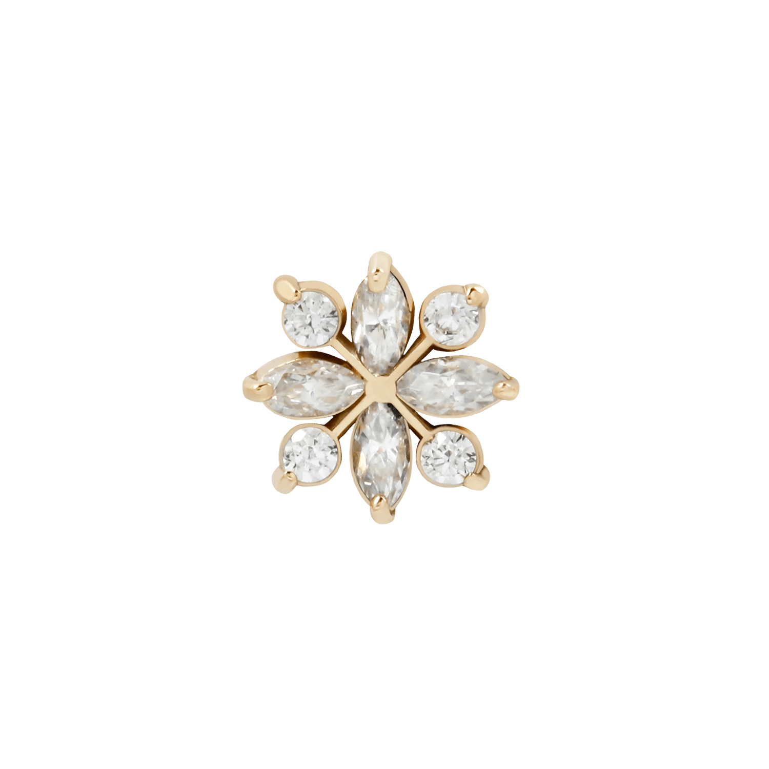 Alive threadless end in 14K gold – crystal cluster design