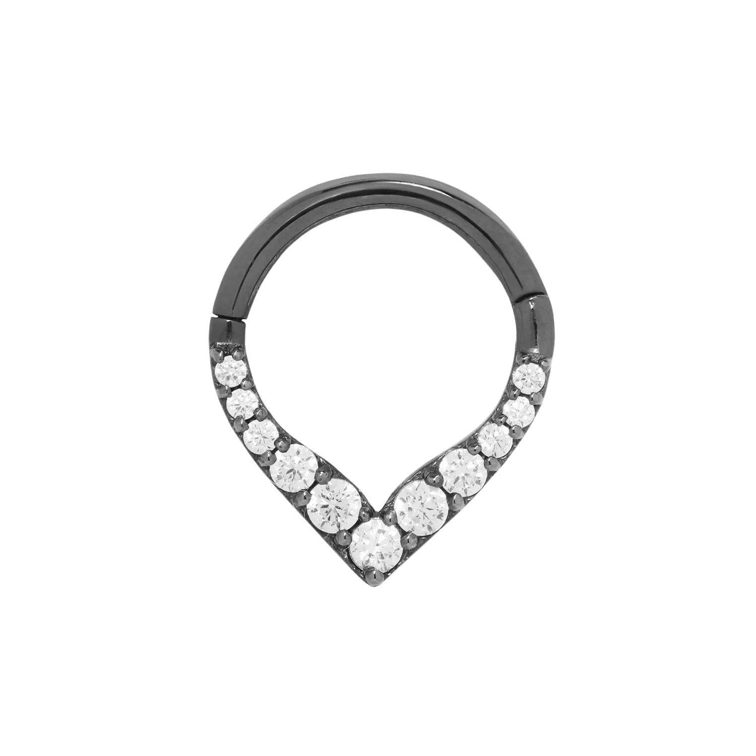 All Rise No Shine CZ Clicker – 14K Gold & Black Rhodium Ring