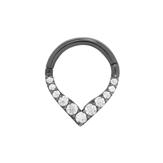 All Rise No Shine CZ Clicker – 14K Gold & Black Rhodium Ring