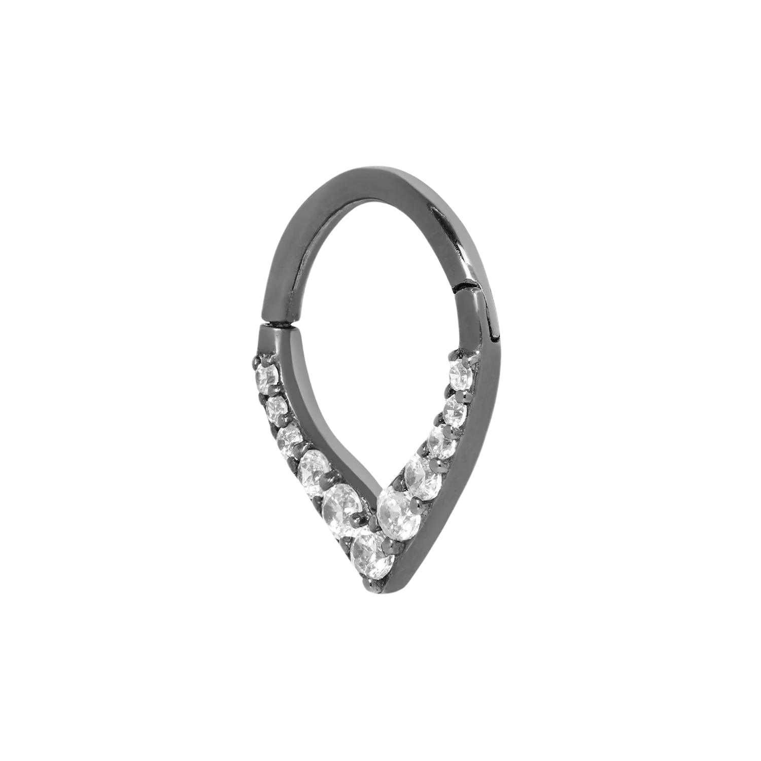 All Rise No Shine CZ Clicker – 14K Gold & Black Rhodium Ring