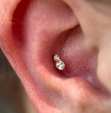 Aman 14K Gold Threadless End with Two CZ Stones