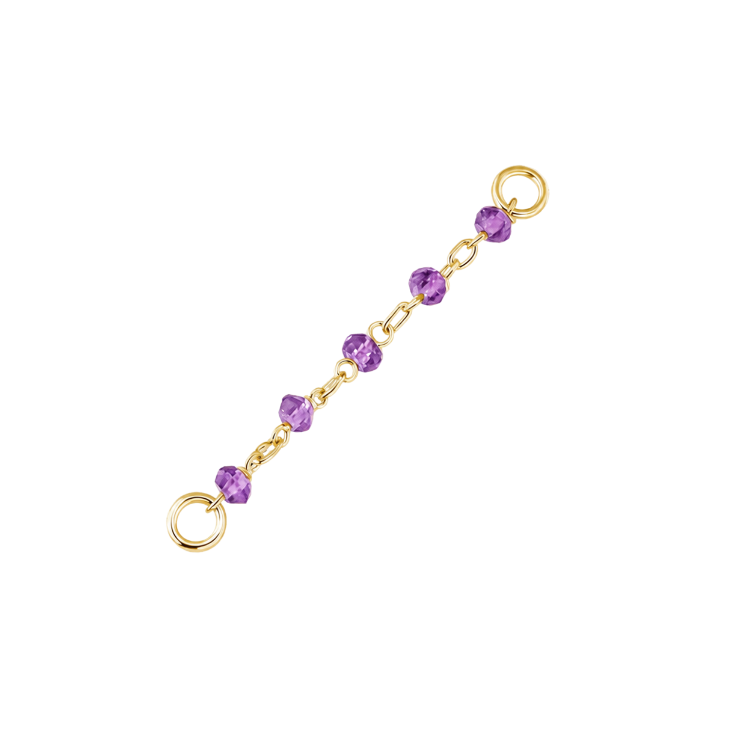 Amethyst Bead Chain – 18K Gold Gemstone Piercing Chain