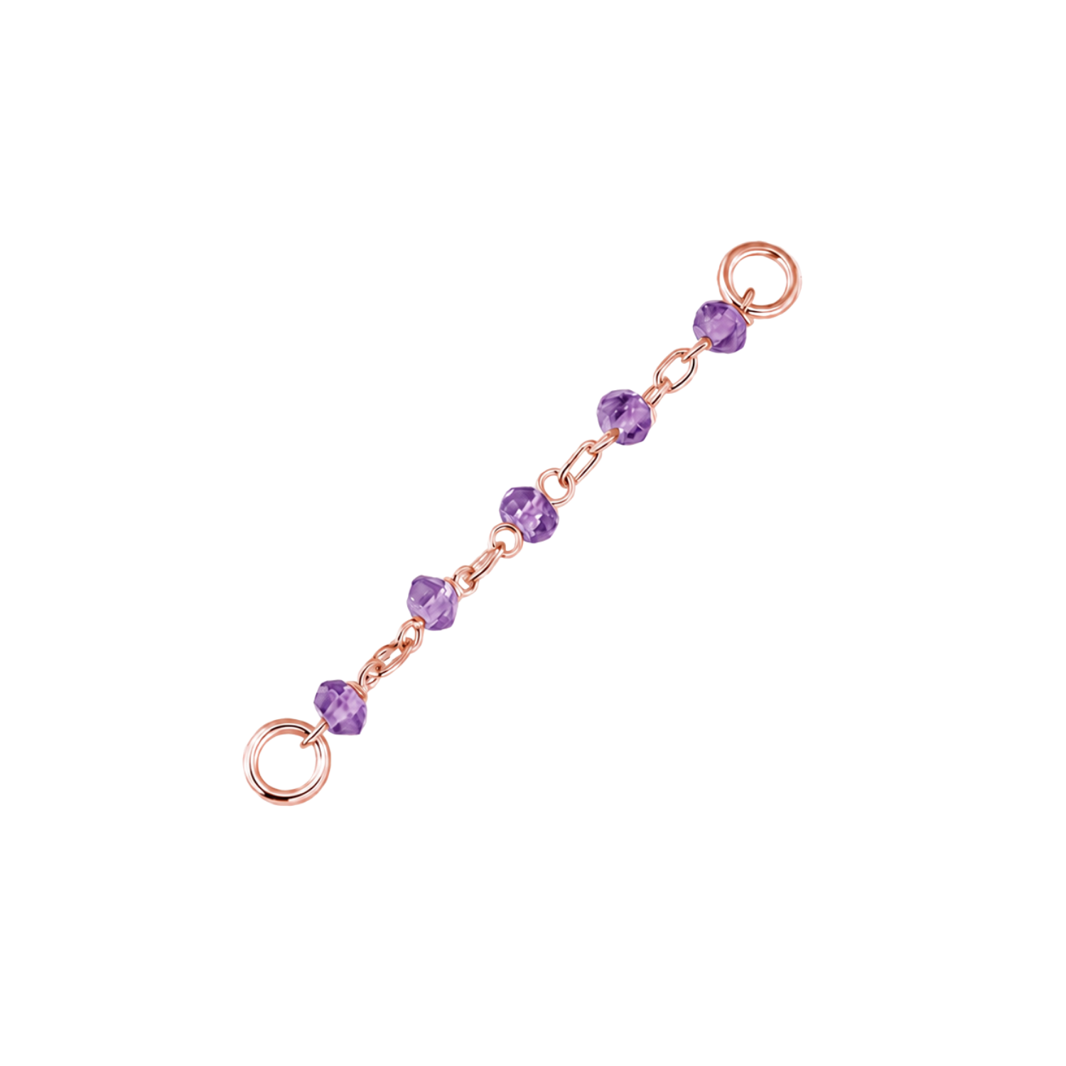 Amethyst Bead Chain – 18K Gold Gemstone Piercing Chain
