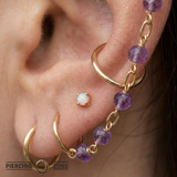 Amethyst Bead Chain – 18K Gold Gemstone Piercing Chain