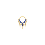 Anaïs Clicker - 14K Gold Lab Blue Sapphire Clicker Ring - piercing - zone.com