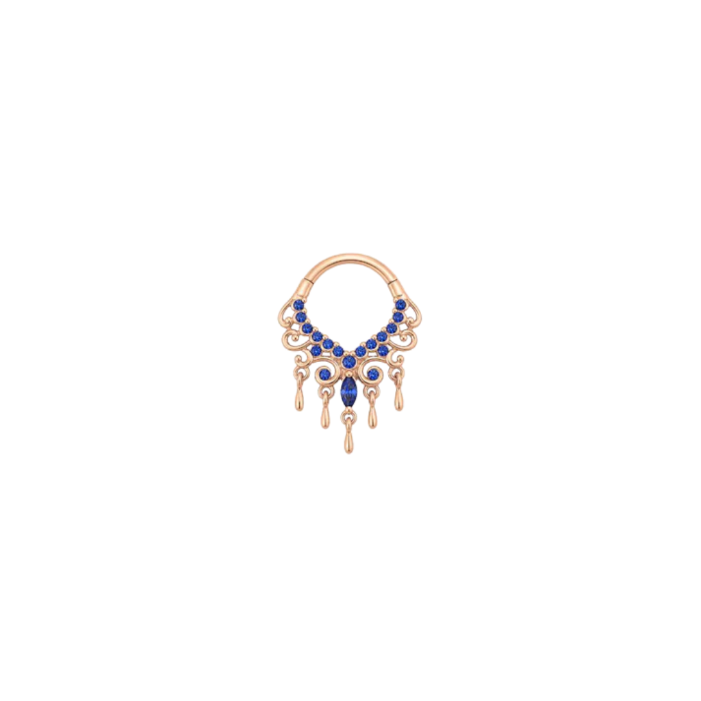 Anaïs Clicker - 14K Gold Lab Blue Sapphire Clicker Ring - piercing - zone.com