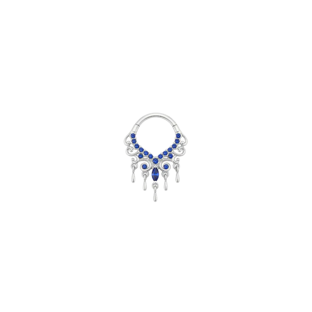 Anaïs Clicker - 14K Gold Lab Blue Sapphire Clicker Ring - piercing - zone.com