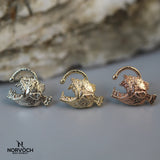 Model Wearing Anglerfish in Helix Piercing – Statement Styling