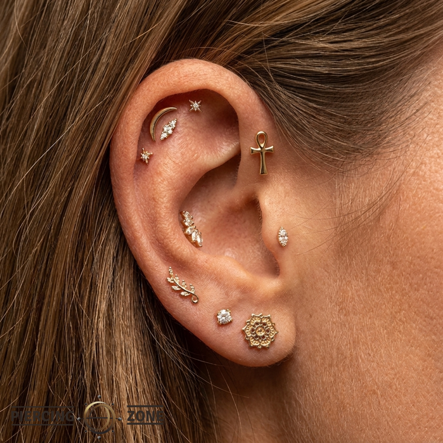 Ankh - 18K Gold Threadless End