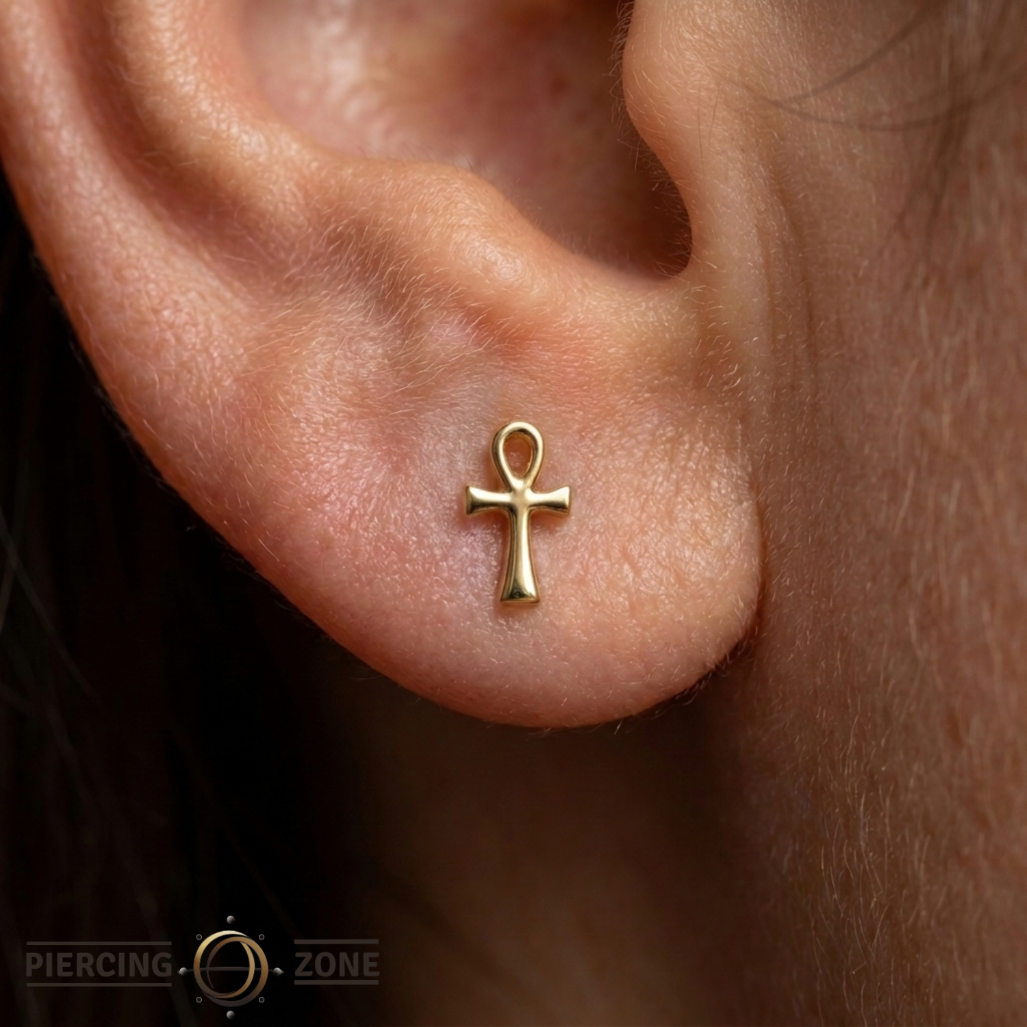 Ankh - 18K Gold Threadless End