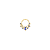 Anoora Clicker - 14K Gold Lab Blue Sapphire Clicker Ring - piercing - zone.com