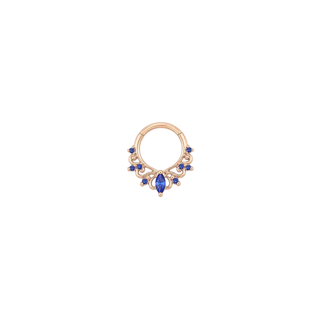Anoora Clicker - 14K Gold Lab Blue Sapphire Clicker Ring - piercing - zone.com