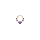 Anoora Clicker - 14K Gold Lab Blue Sapphire Clicker Ring - piercing - zone.com