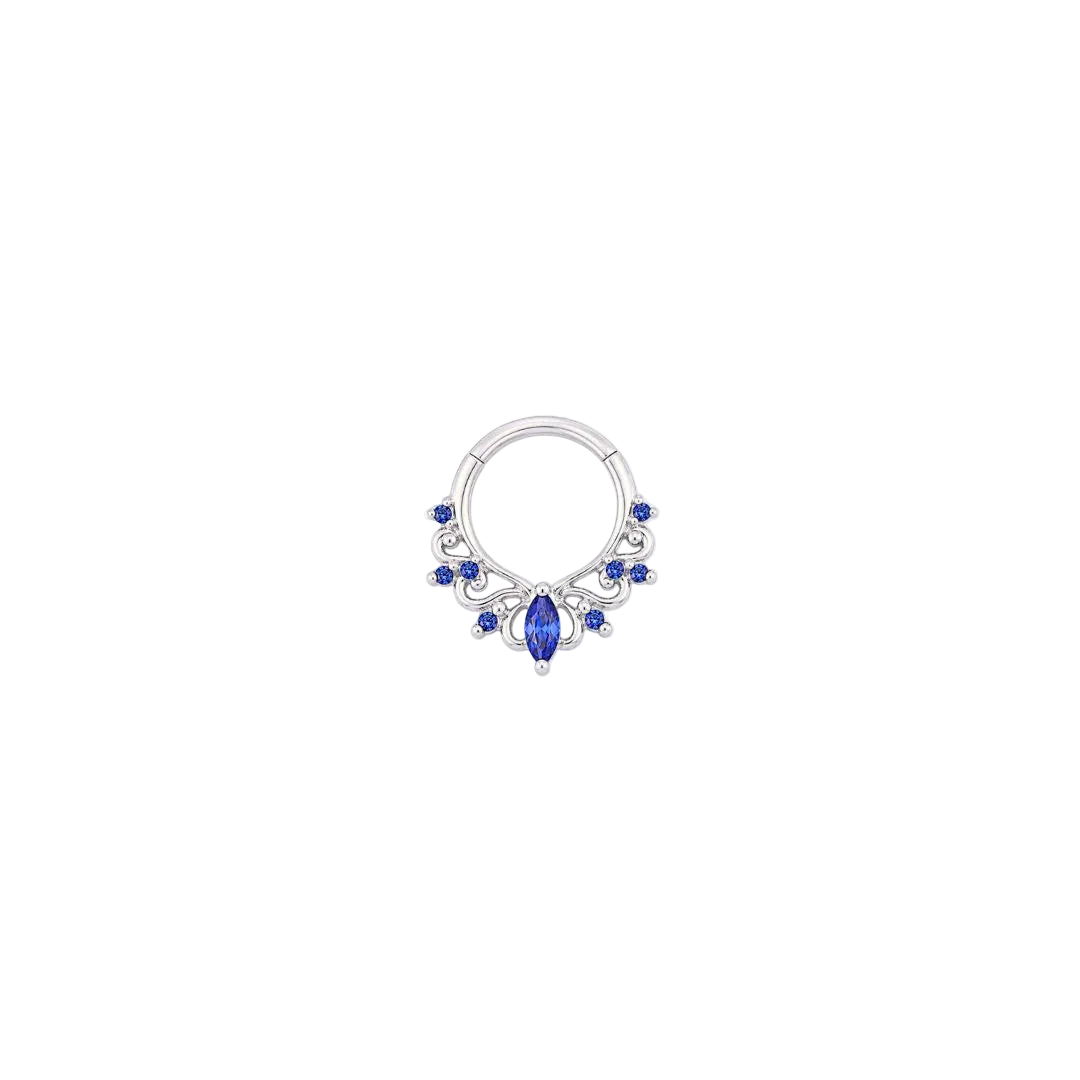 Anoora Clicker - 14K Gold Lab Blue Sapphire Clicker Ring - piercing - zone.com