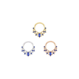 Anoora Clicker - 14K Gold Lab Blue Sapphire Clicker Ring - piercing - zone.com