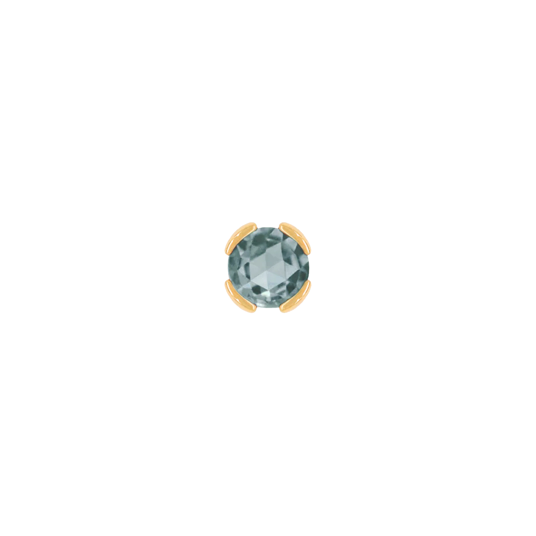 Aquamarine threadless end in 14k gold demi bezel setting