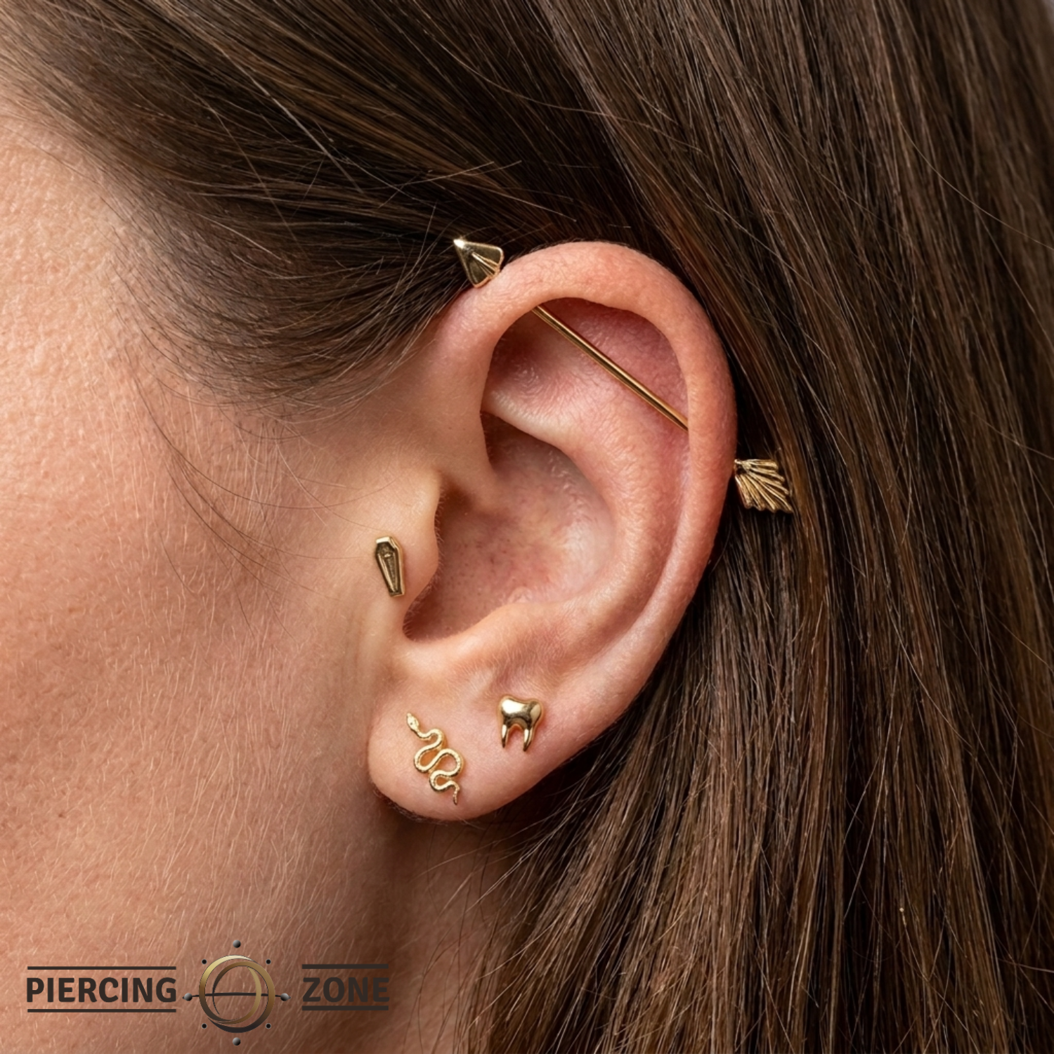 Arrow Barbell - 14K Gold Straight Barbell