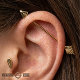 Arrow Barbell - 14K Gold Straight Barbell
