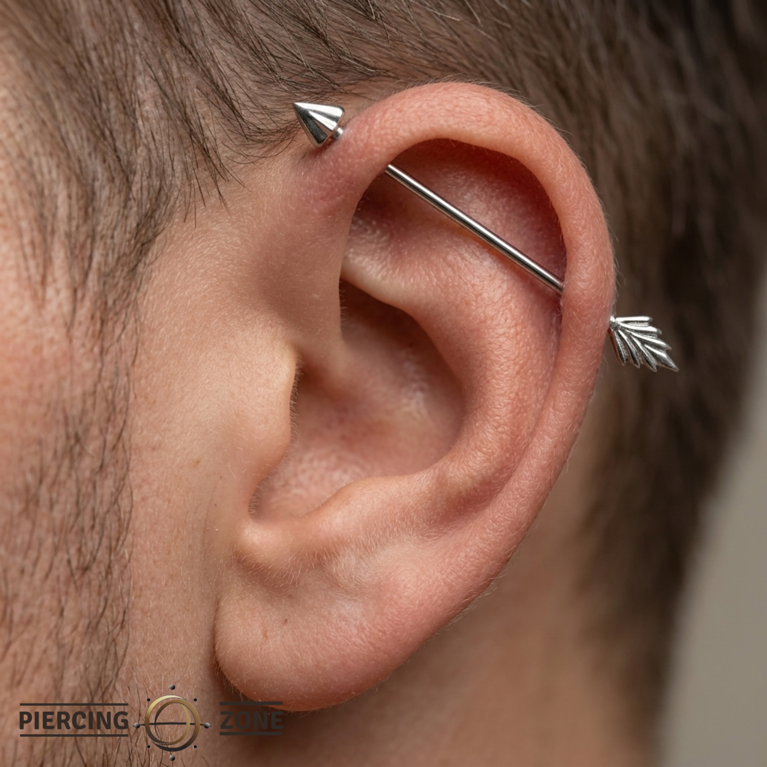Arrow Barbell - 14K Gold Straight Barbell