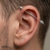 Arrow Barbell - 14K Gold Straight Barbell