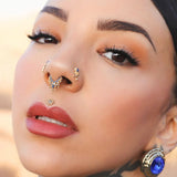 Avec Moi - 14K Gold Lab Blue Sapphire Threadless End - piercing - zone.com