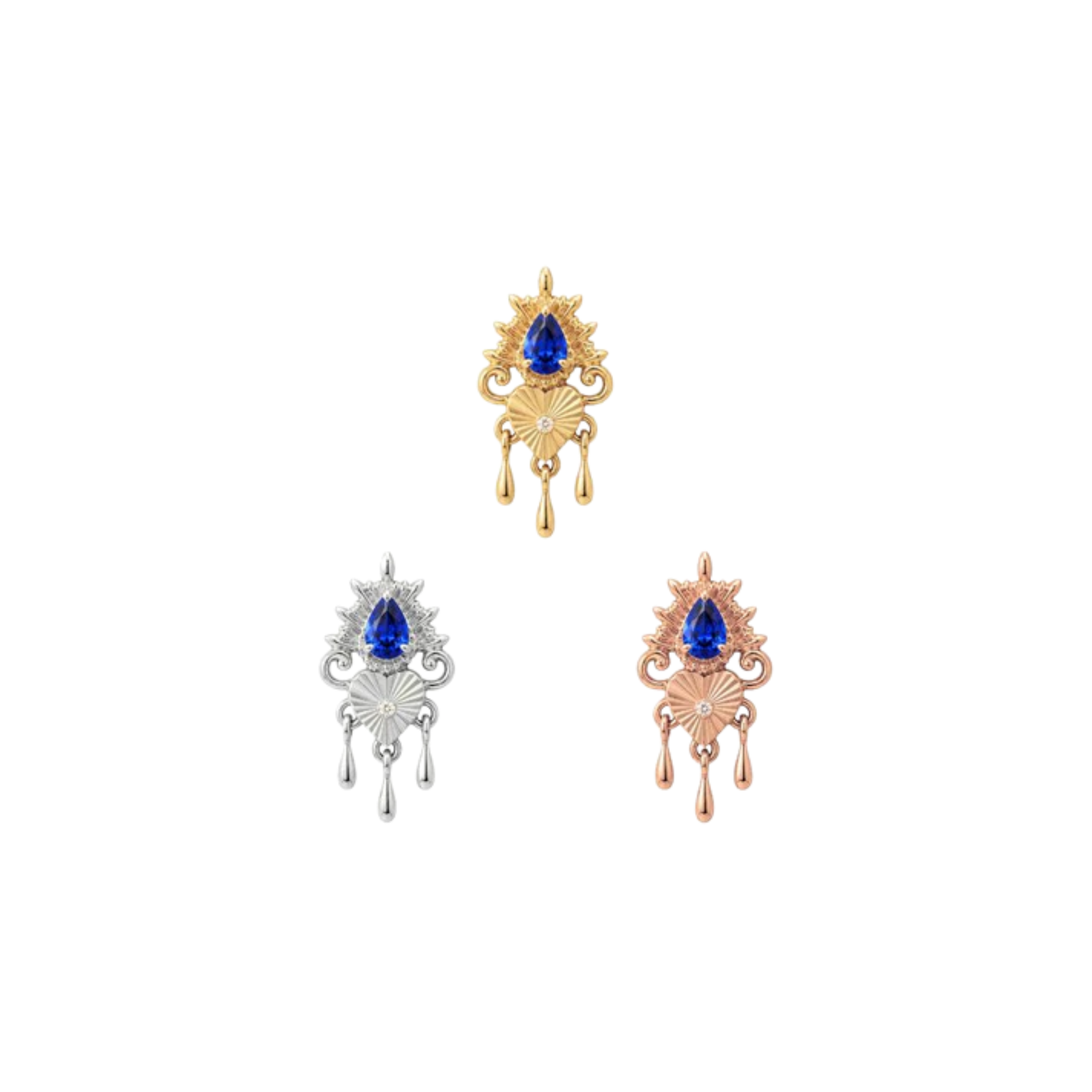 Avec Moi - 14K Gold Lab Blue Sapphire Threadless End - piercing - zone.com