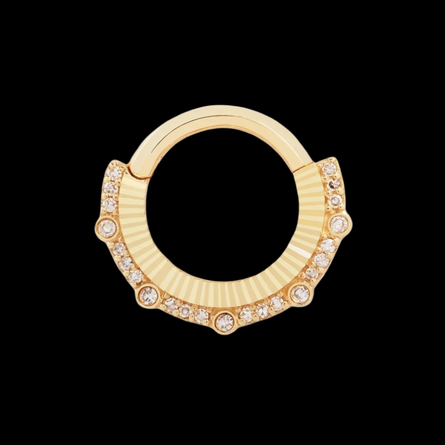 Awaken Diamond Clicker – 14K Gold Laser-Cut Ring