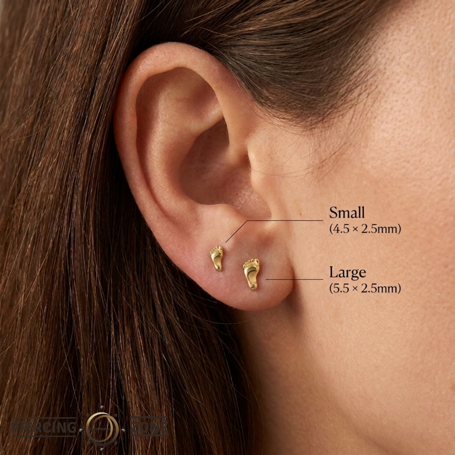 Baby Foot – 14K Gold Threadless/Threaded End