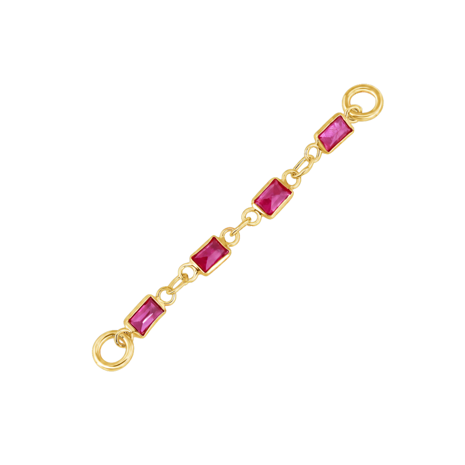Baguette Ruby Chain – 18K Gold Gemstone Piercing Chain