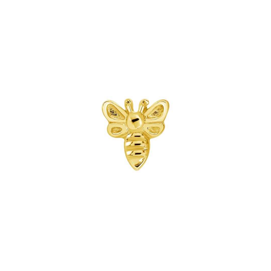 Bee 14K Gold Threadless End – Front View