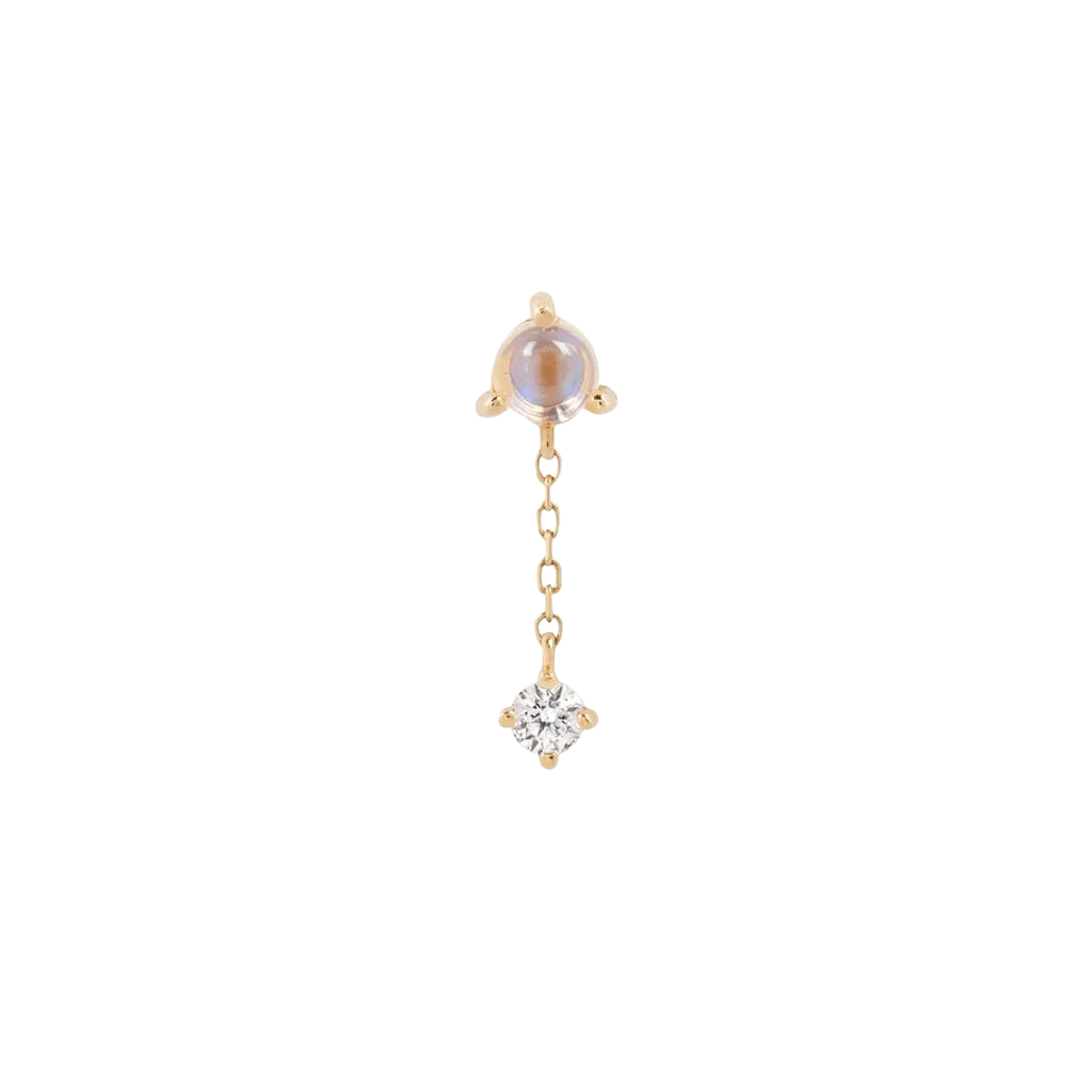 BIANCA - MOONSTONE + WHITE SAPPHIRE - THREADLESS END WITH DANGLE piercing-zone.com