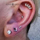 Black Diamond Prong – 14K Gold Threadless End - piercing - zone.com
