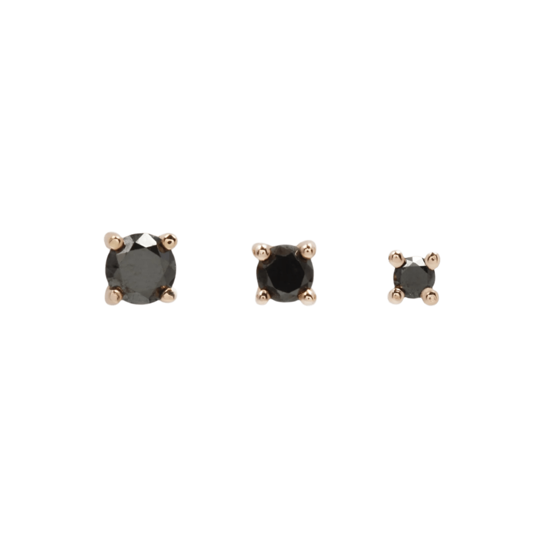 Black Diamond Prong – 14K Gold Threadless End - piercing - zone.com