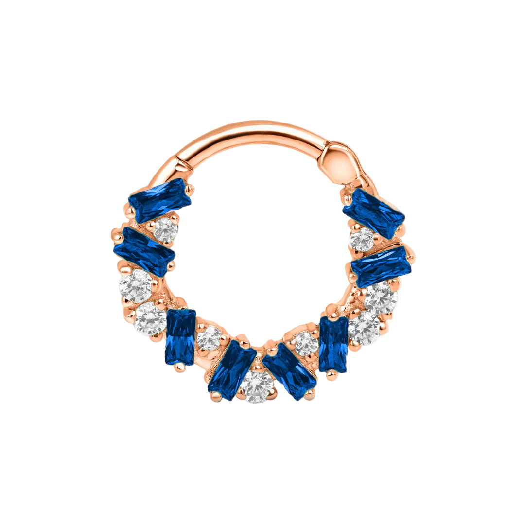 Bohemia Clicker with Baguette & Round Gems – 14K & 18K Gold