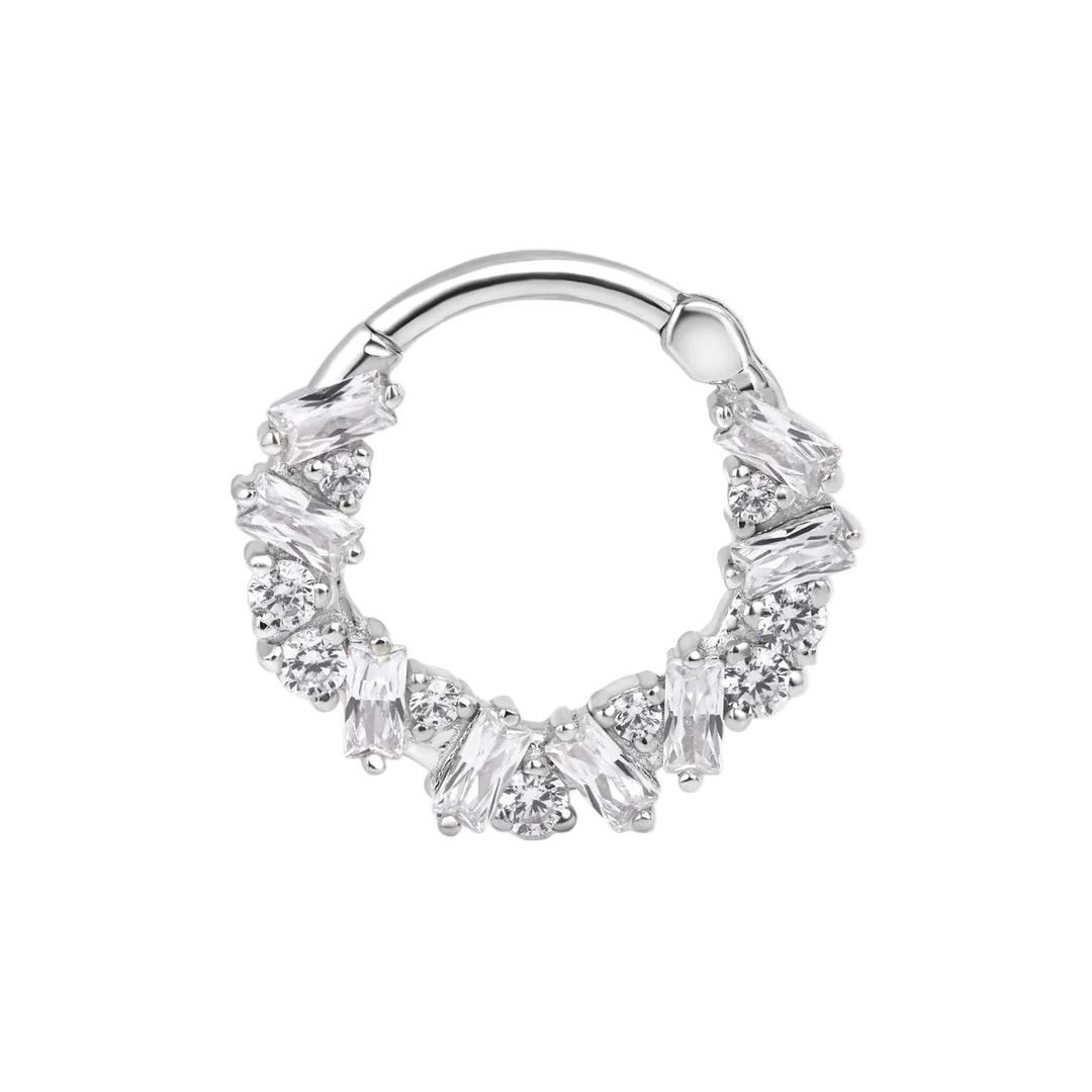 Bohemia Clicker with Baguette & Round Gems – 14K & 18K Gold