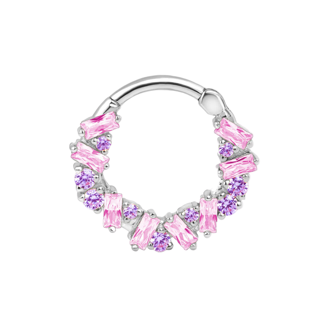 Bohemia Clicker with Baguette & Round Gems – 14K & 18K Gold