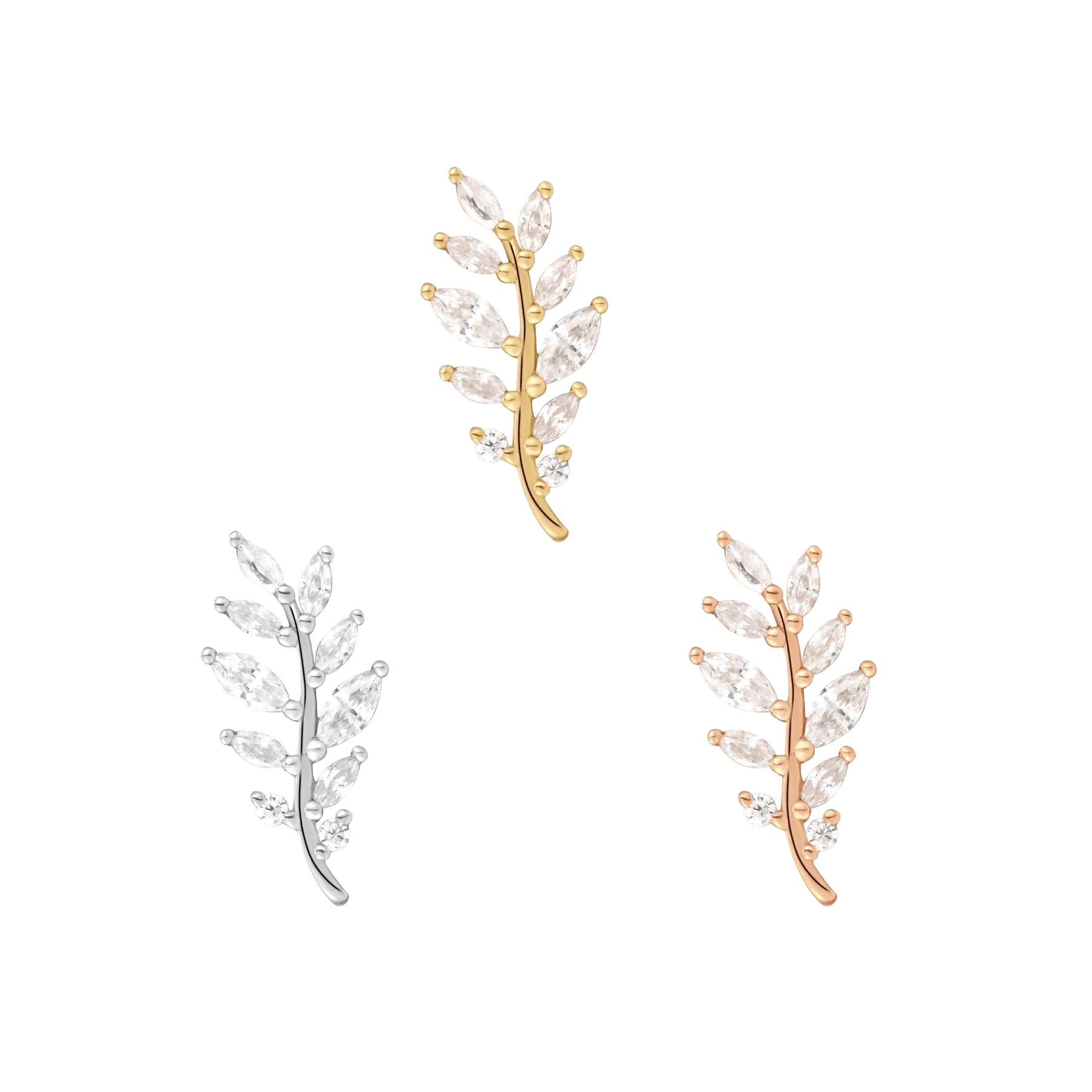 Botaniste CZ Threadless End – Marquise Gems in 14K Gold