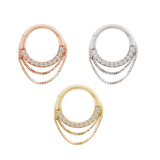 TEMPESTE - CZ - SOLID 14KT GOLD CHAIN CLICKER piercing-zone.com