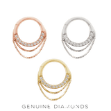 TEMPESTE - GENUINE DIAMOND SET SOLID 14KT GOLD CHAIN CLICKER piercing-zone.com
