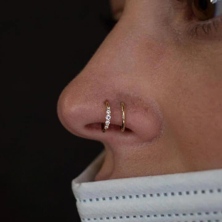 BRIGITTE SWAROVSKI-CZ SEAMLESS GOLD RING piercing-zone.com